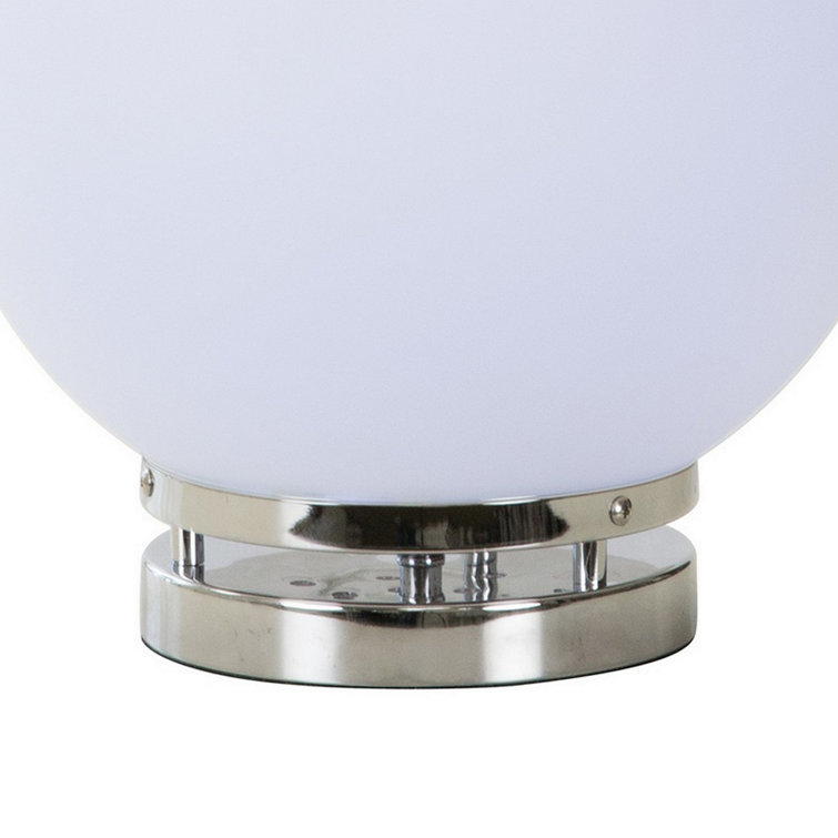 Orren Ellis 13 Inch Table Lamp, Globe LED Shade, Glass, Frosted White ...