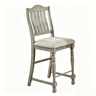 Chaises de salle à manger rembourrées à hauteur de comptoir avec structure en bois massif et dossier à lattes