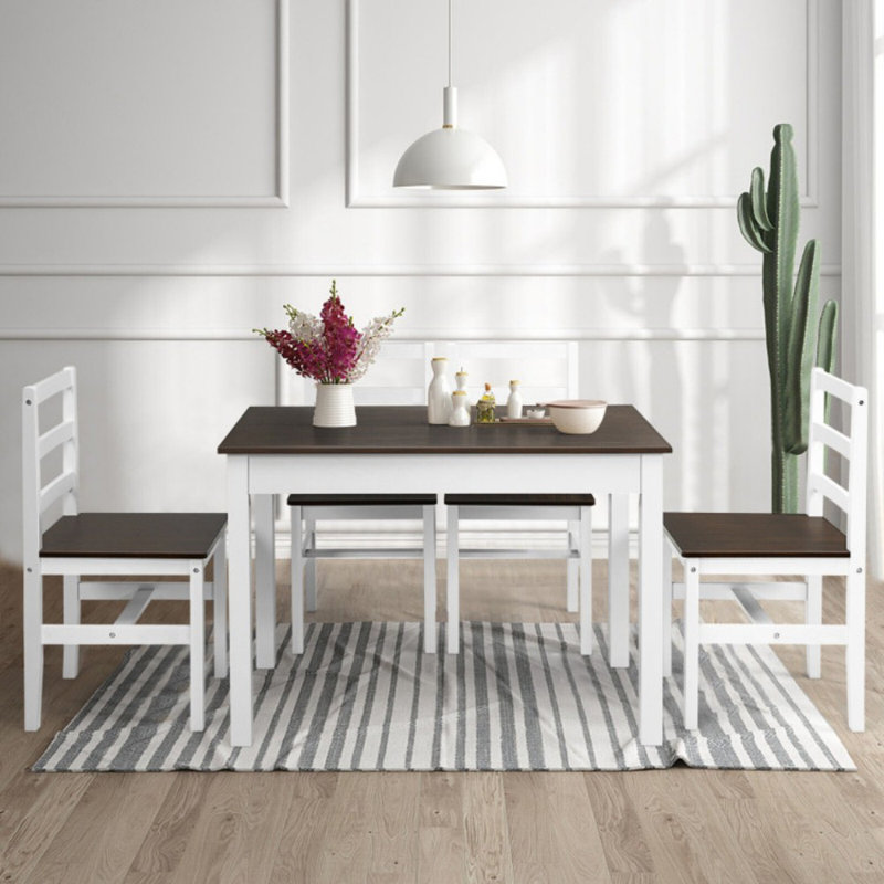 5 Pieces Solid Wood Compact Kitchen Dining Set