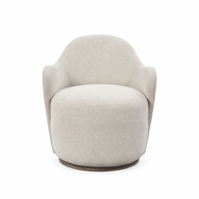 Marielle Upholstered Swivel Barrel Dining Chair, Ivory Fabric