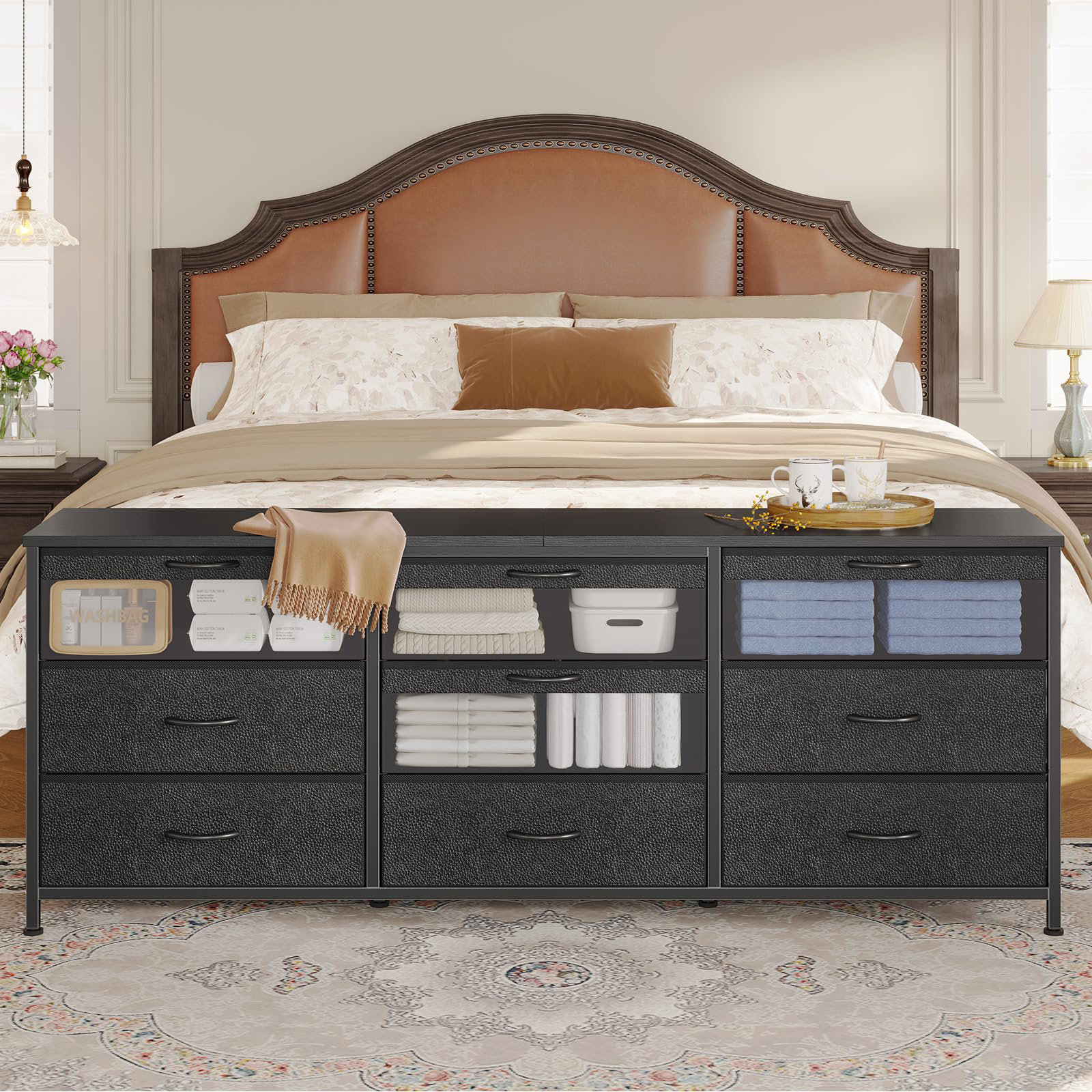 Ebern Designs Commode 63 po avec 9 tiroirs en tissu pour la chambre à ...