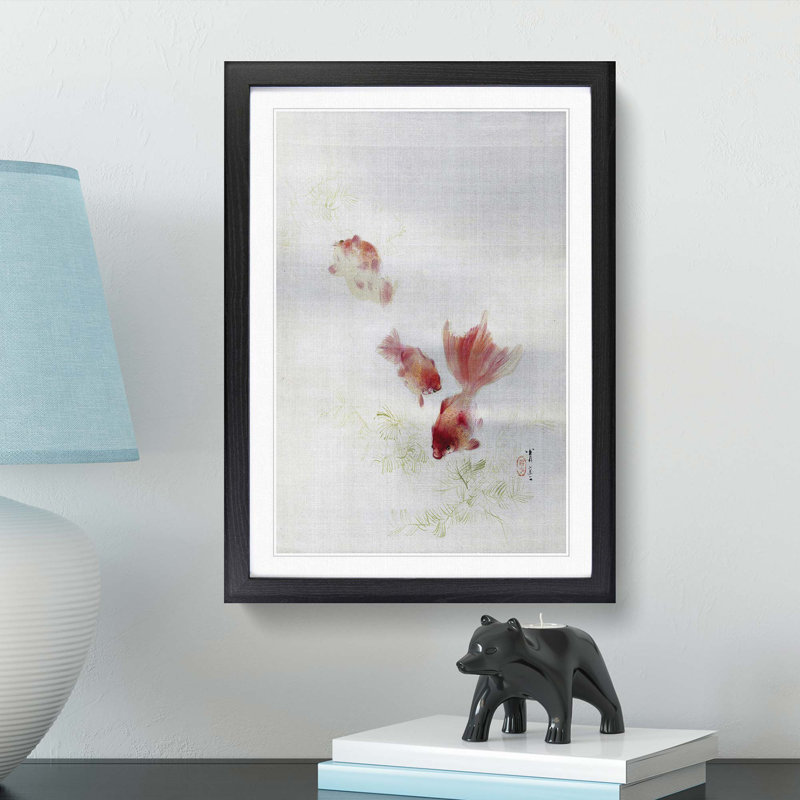The Goldfish by Watanabe Seitei - Picture Frame Painting Print, 36cm H x 27cm W x 2cm D, Black Framed
