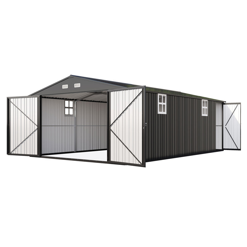 Remise de rangement pour l'extérieur en métal Guarder Shelter Series, H 84 po x l 120 po x P 144 po