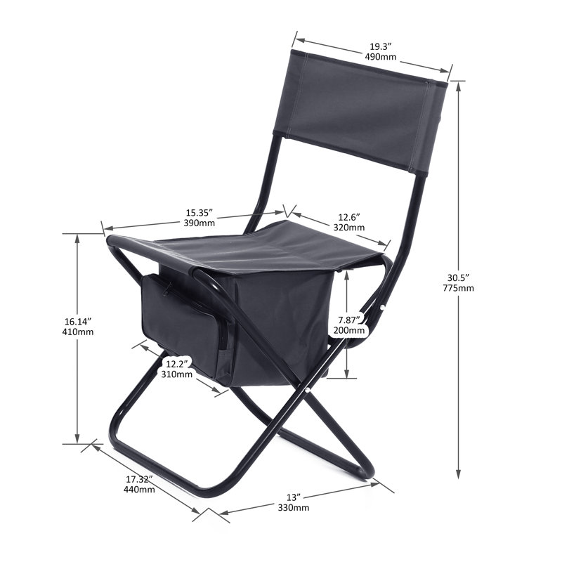 Ensemble de 2 chaises pliantes Inbox Zero Howzell, gris
