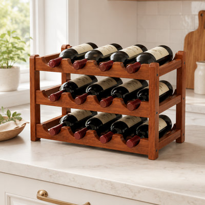 3-Tier Natural Bamboo Countertop Wine Bottle Rack