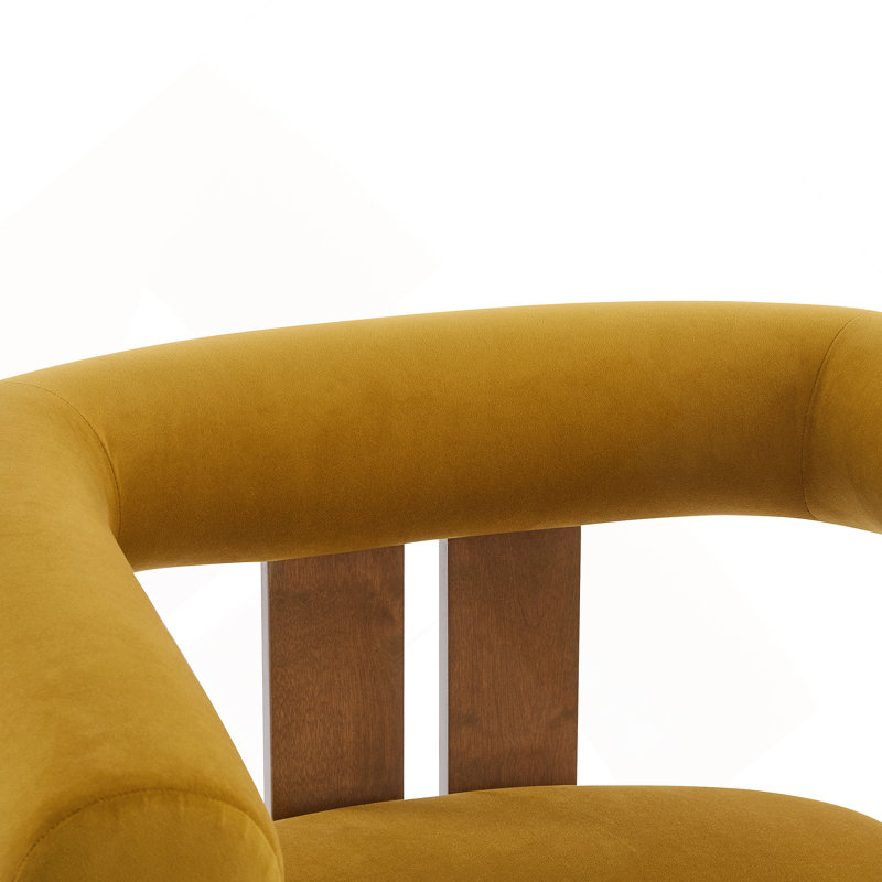 Chaise d'appoint moderne rembourrée avec accoudoirs ronds, Jaune moutarde
