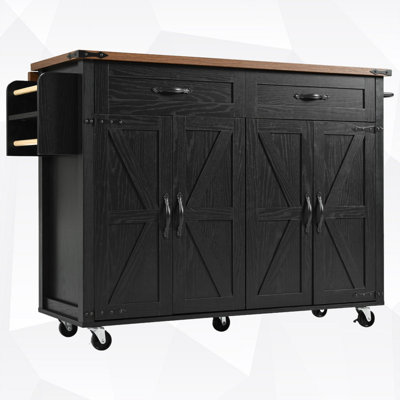Kitchen Island with Drop Leaf & 2 Storage Cabinets by Ophelia & Co.
