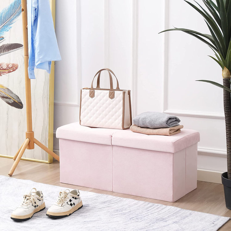 Repose-pieds rembourré Elbertha, Rose 100 % polyester