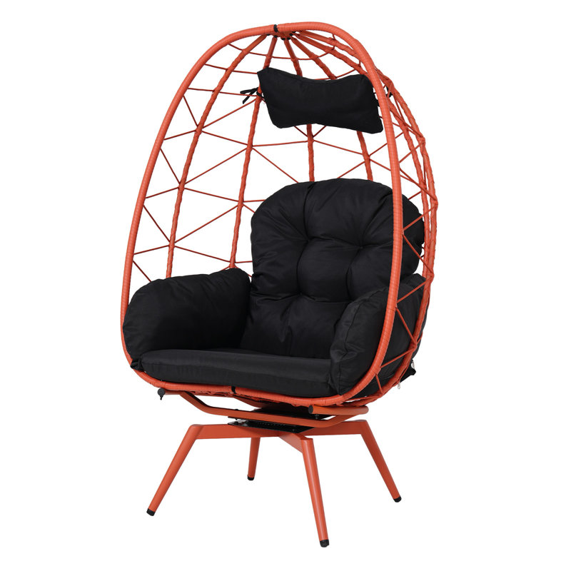 Swivel Patio Lounge Chairs, Steel Rattan Egg Style For Home Patio