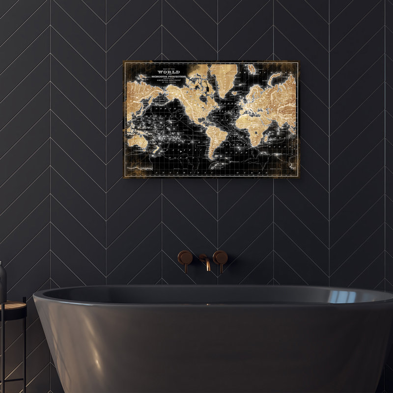 " World Map On Black "
