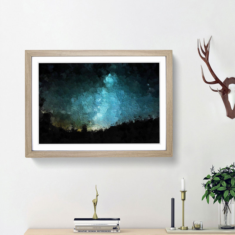 The Milky Way over Switzerland - Picture Frame Painting Print, 48cm H x 65cm W x 2cm D, Oak Framed