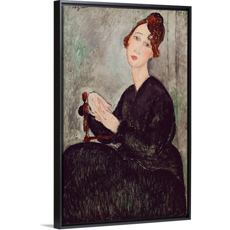 Portrait de Dedie Hayden (DH), femme vêtue de noir à l'expression mélancolique, par Amedeo Modigliani, reproduction d'art sur toile