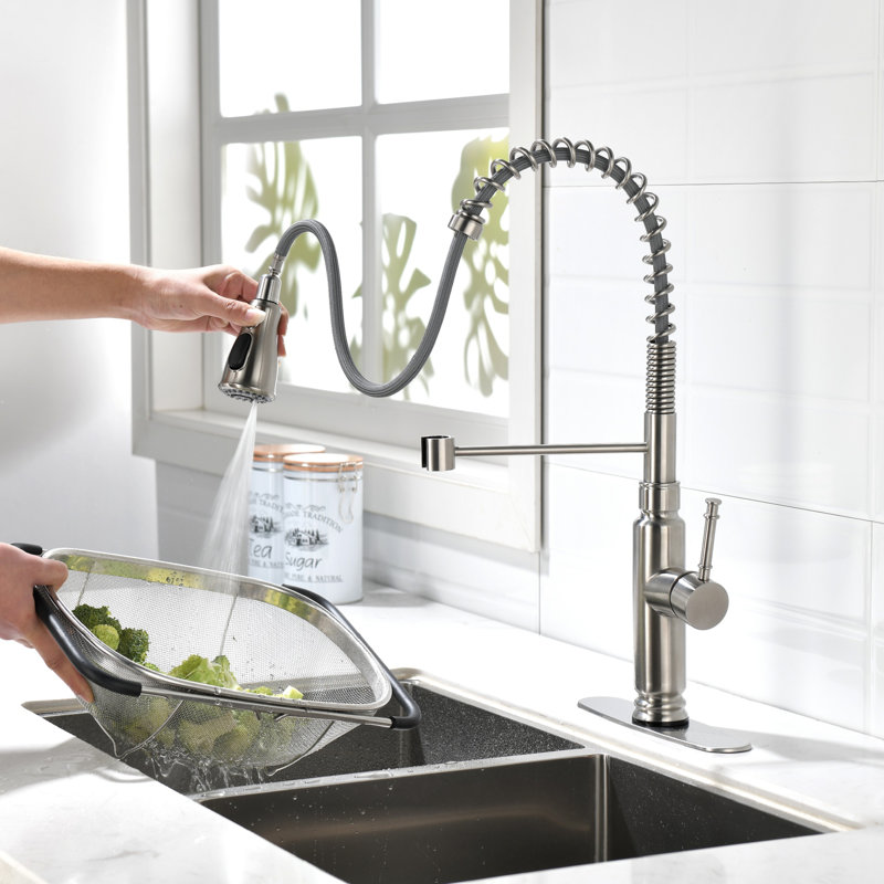 Home Adores Pull Down Kitchen Faucet, Brushed Nickel
