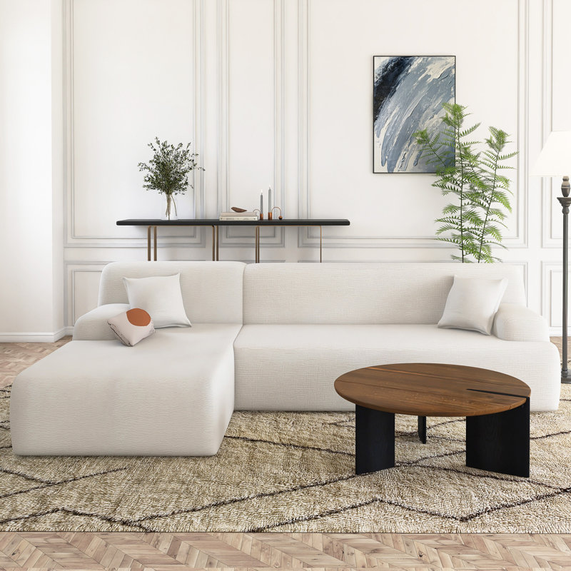 Canapé modulaire en mousse 2 pièces 2 pièces avec 2 coussins, Beige