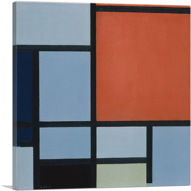 «Composition 1921» par Piet Mondrian, reproduction d'art sur toile tendue, H 26 po x l 26 po x P 1,5 po