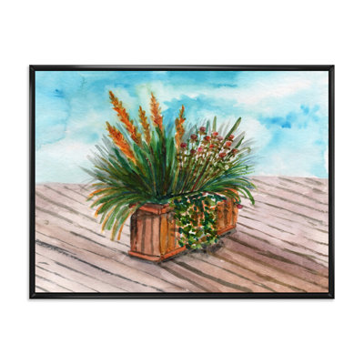 Épillets jaunes de plante d'intérieur avec tiges vertes - peinture sur toile