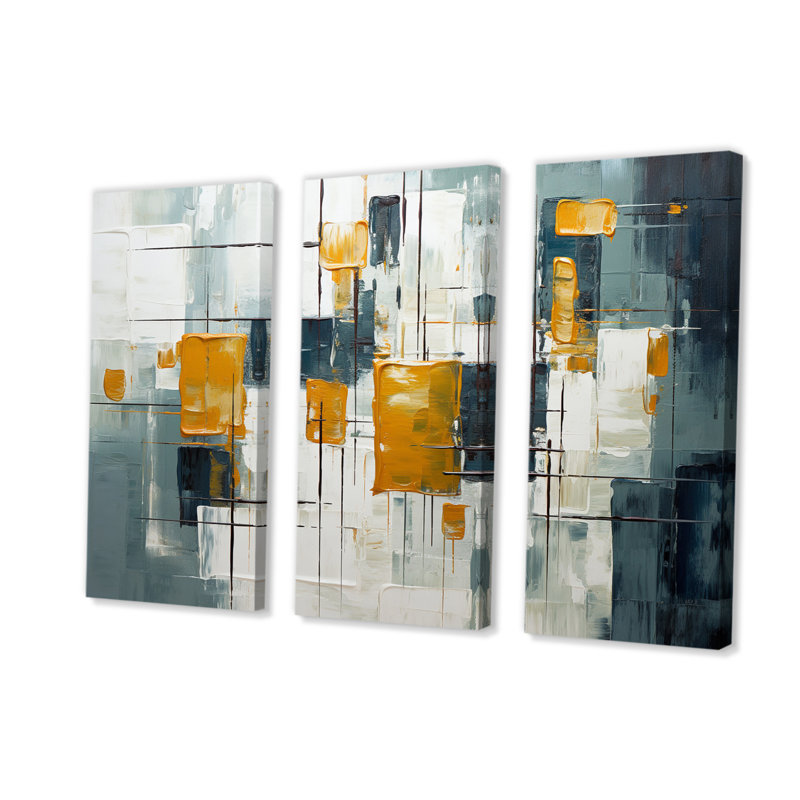 «Squared Cer Cerry Abstract Expressionism II», ensemble de reproductions d'art sur toile abstraites