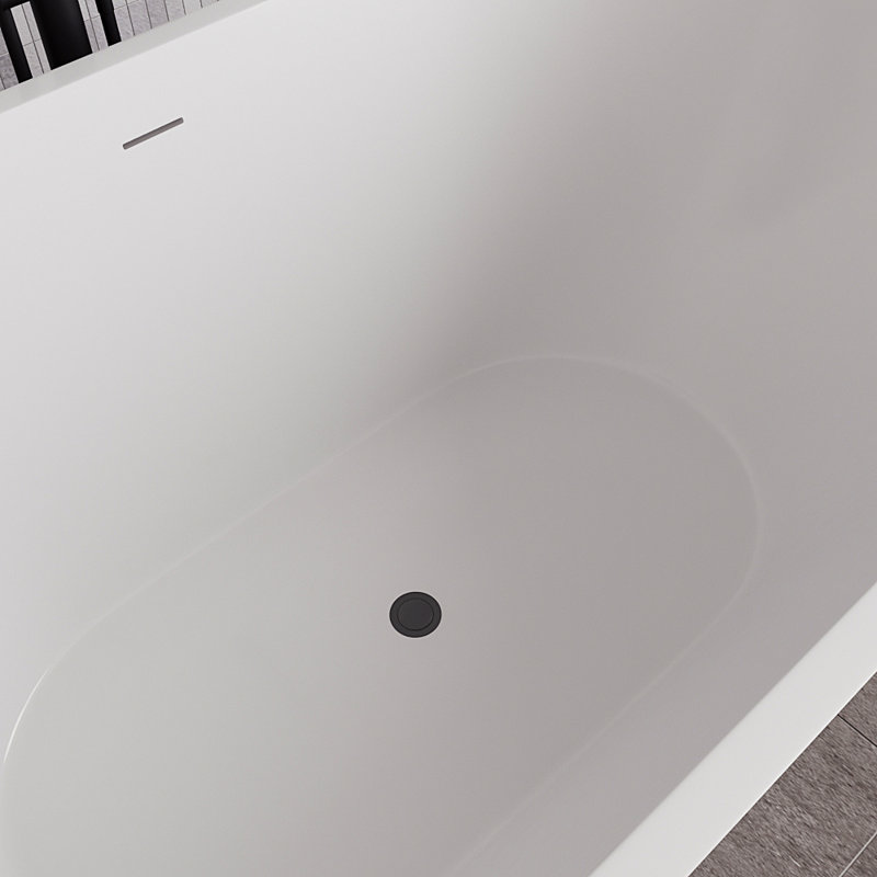 54" Streamline Soaking Freestanding Tub With Internal Drain, Matte Black