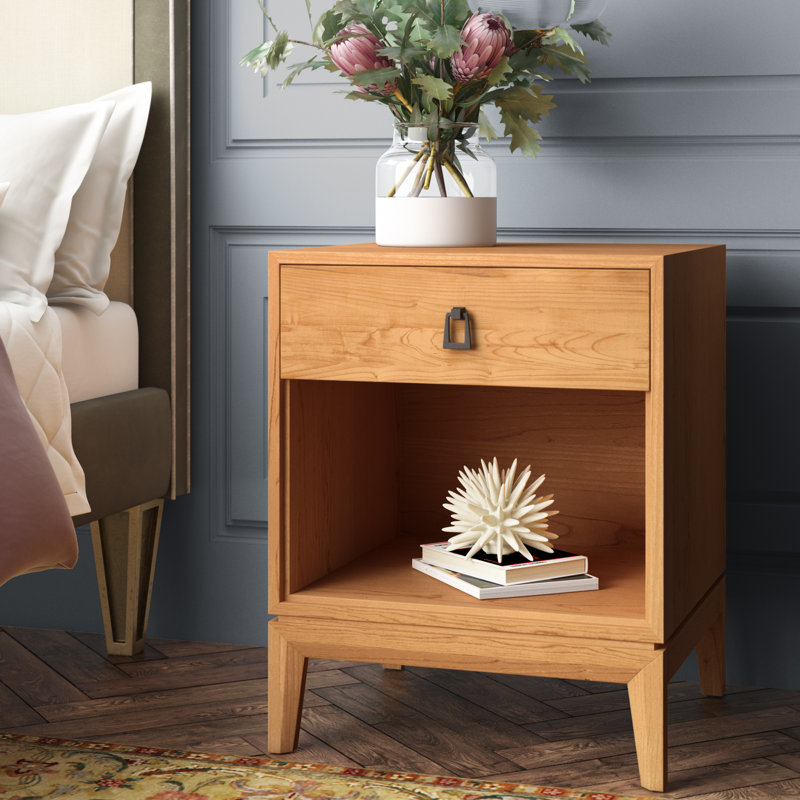 Mansfield 1 - Drawer Solid Wood Nightstand, Natural Cherry, Conventional