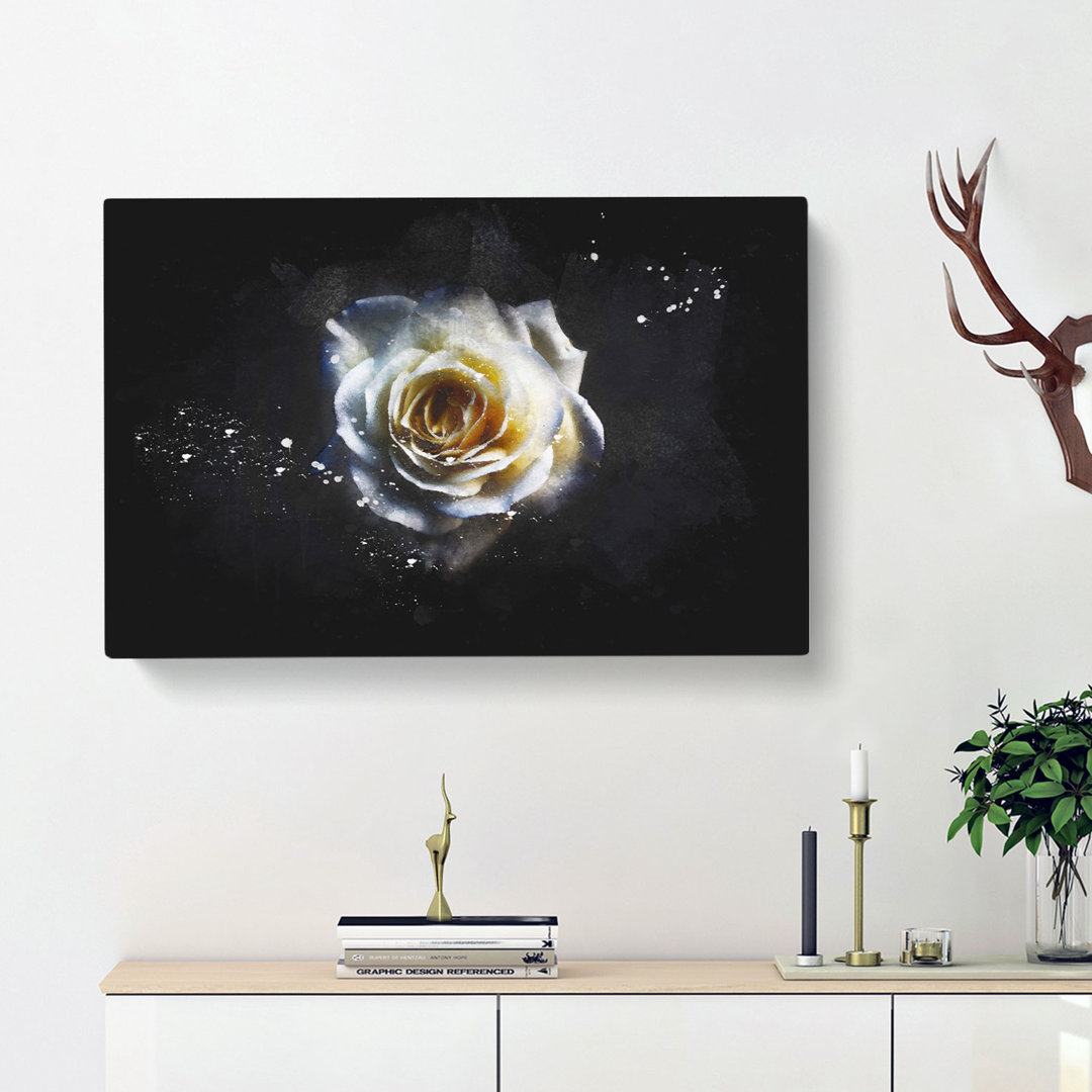 A Crisp White Rose - Wrapped Canvas