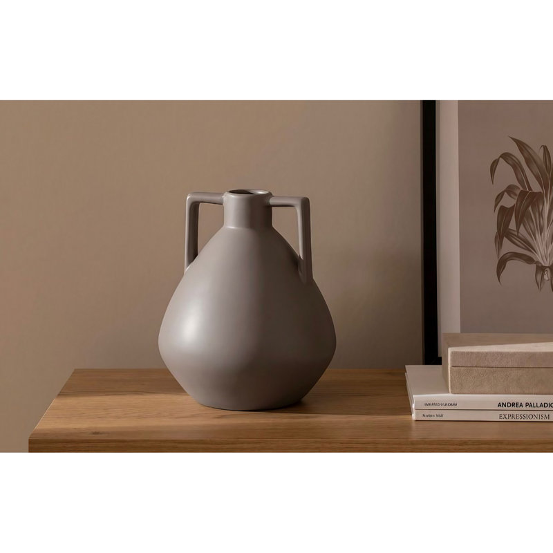 Élégant vase en céramique, couleur vison, 8,7 x 8,7 x 10,6 pouces | 100% céramique de haute qualité, parfaite pour la décoration intérieure | Idéal pour les fleurs fraîches et les centres de table élégants, ajoute une touche de sophistication à tout espace