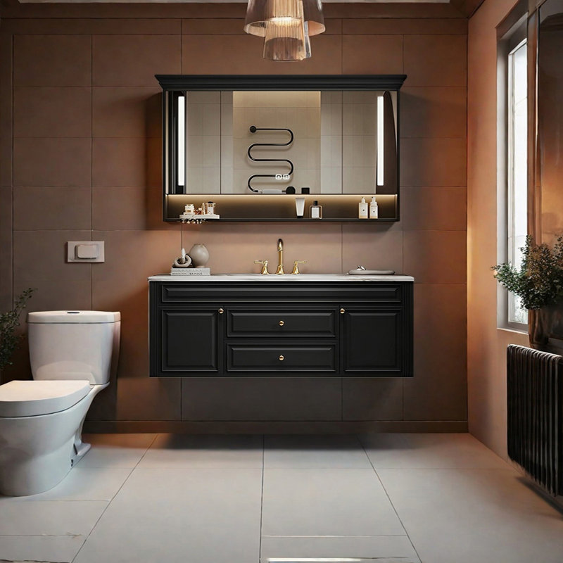 Armoire de salle de bain américaine de style américain, 59", Noir