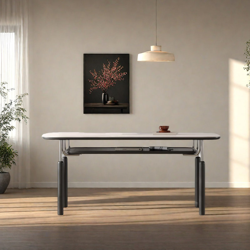 Modern Simple Double-layer Storage Dining Table, 29.52"H x 55.11"L x 31.49"W