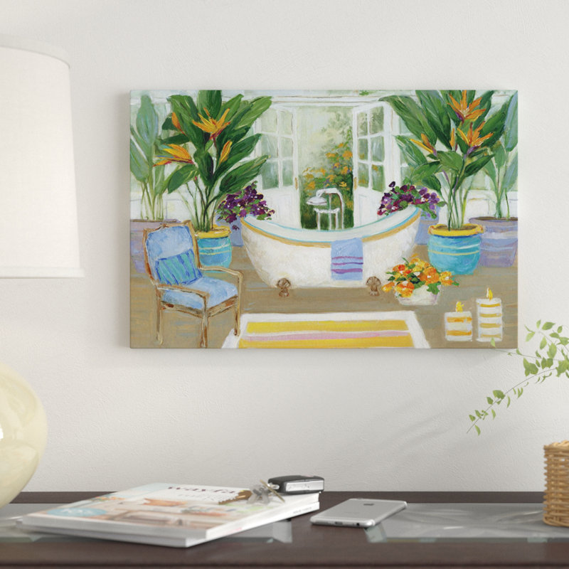 « tropical island spa i », impression sur toile, H 18 po x l 26 po x P 1,5 po, Pas de tapis, Toile tendue