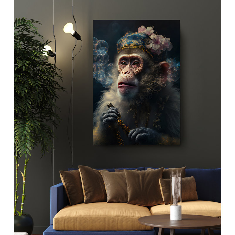 Chaman guérisseur singe sur toile, H 24 po x l 16 po x P 1 po