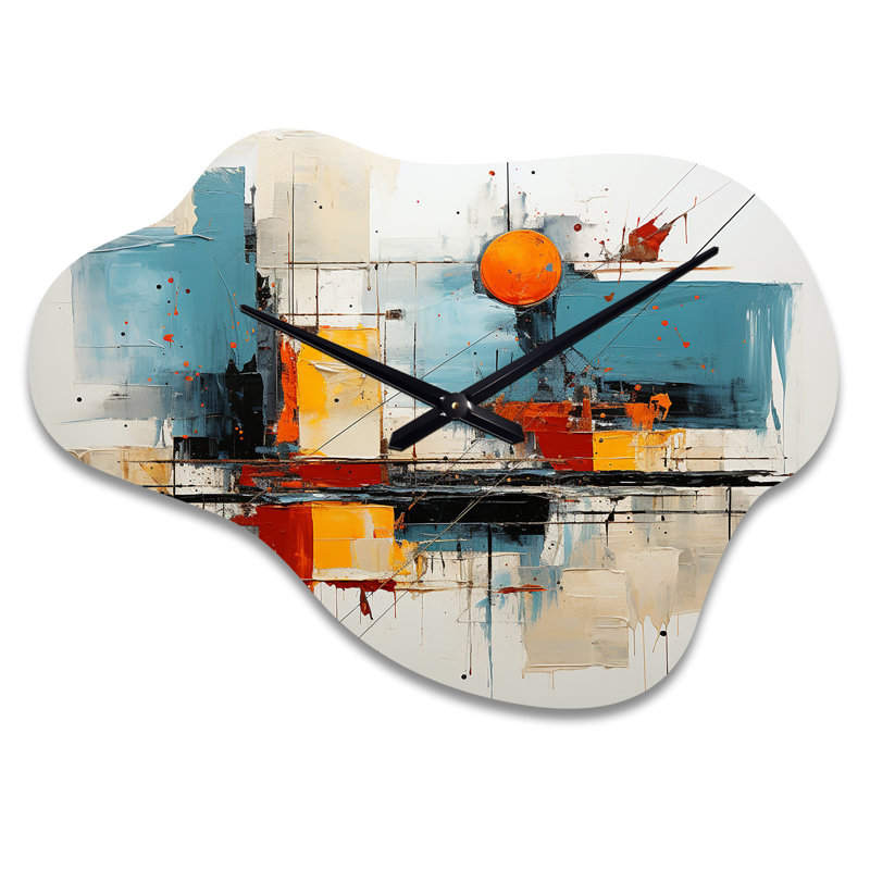 Horloge murale en métal Teal Orange Bold Flow - Dams Cloud, Petit