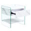 Élégante table de chevet avec tiroir en blanc et matériaux en verre, rangement pratique 1 tiroir, blanc transparent pour une maison moderne