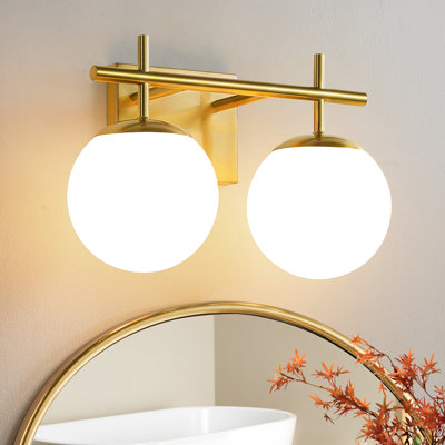 Éclairage pour meuble-lavabo à 2 lumières avec miroir en forme de verre