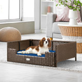 Rattan Dog Sofa with Foam Cushion