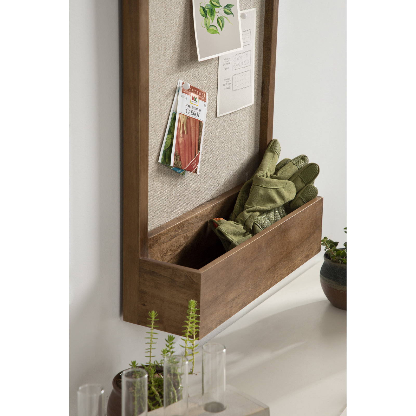 Wall Mounted Bulletin Board, Rustic Brown