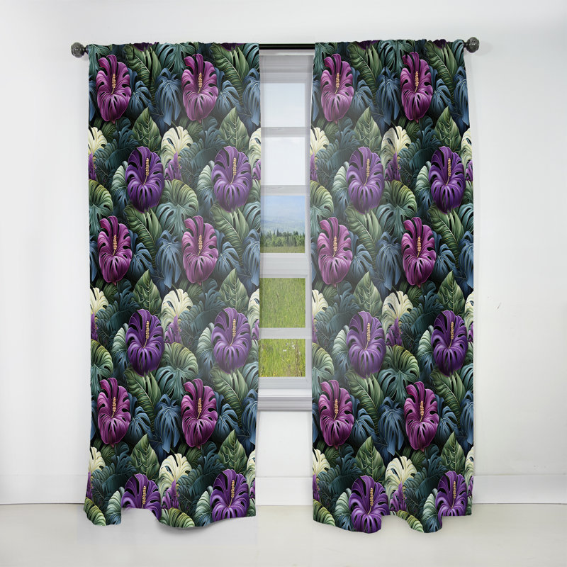 Monstera Enchantment motif tropical I - Rideau floral - Velours obscurcissant - 1 panneau, L 52 po x L 90 po