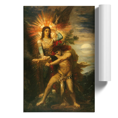 Jacob And The Angel by Gustave Moreau - No Frame Print