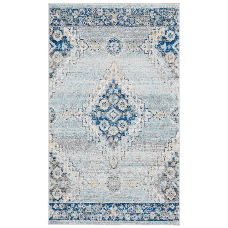 Christa Oriental Gray/Navy Area Rug, Rectangle 3' x 5'