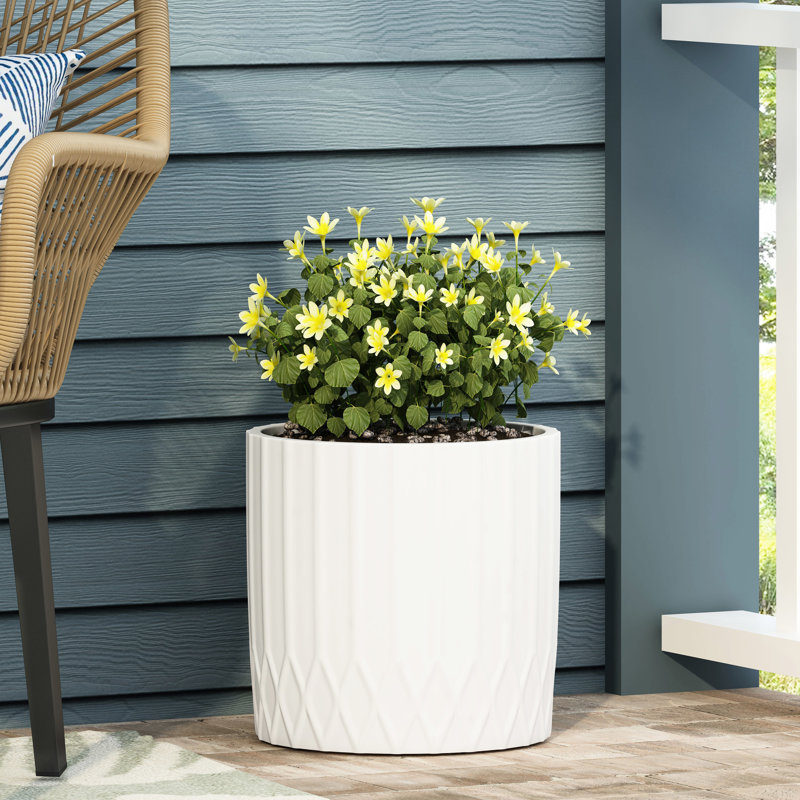 Jardinière - pot à fleurs en oxyde de magnésium blanc antique pour jardins, 13,03 po Profondeur, largeur, hauteur, 9,19 lb
