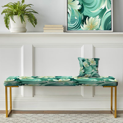 Banc floral rembourré or