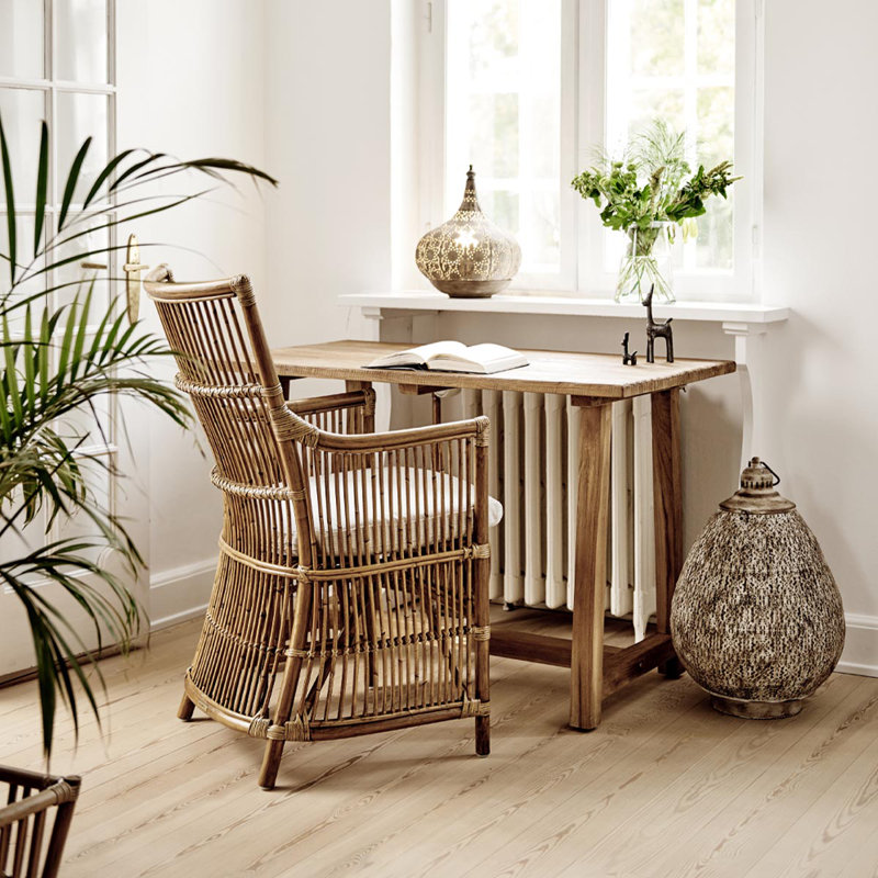 Davinci Rattan Armchair, Antique, Sailcloth Shade
