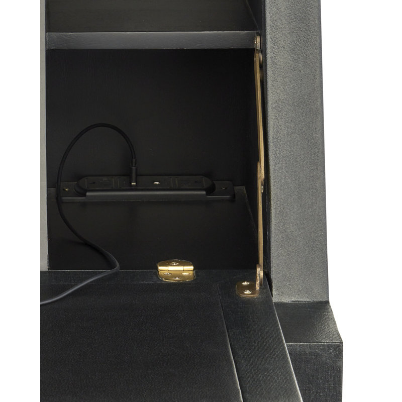 Verona - Three-Drawer Secretary Desk - Black, Natural, Champagne, Silver