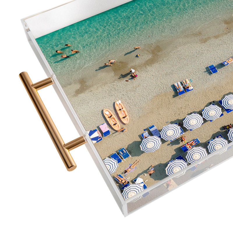 Pita Studios Blue and white umbrellas Acrylic Tray