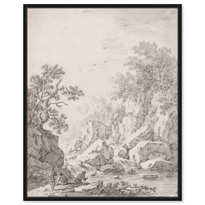 «A Waterfall» par Rock Cliff 1750s Canvas Classic Sketches par 
