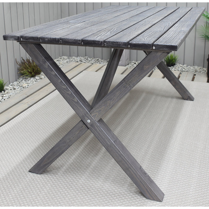Gaynelle Rectangular Pine Outdoor Dining Table , 195.58cm cm W 381cm cm D, Shabby Elegance Grey, Shabby Elegance Grey