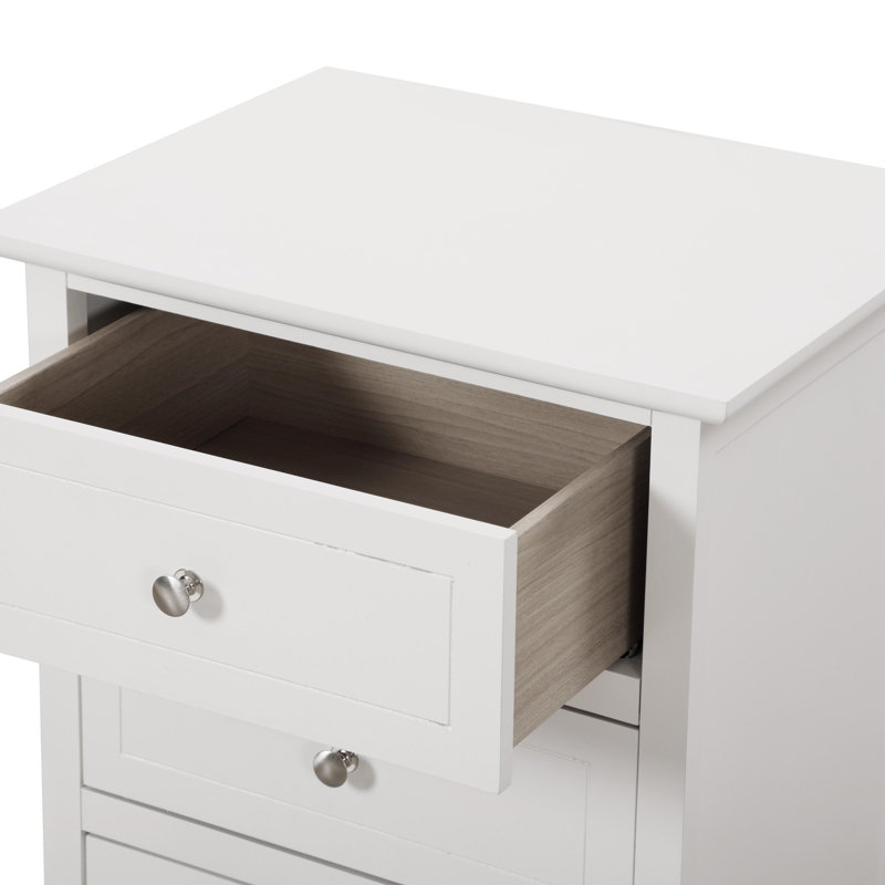 3 Drawer Nightstand, White