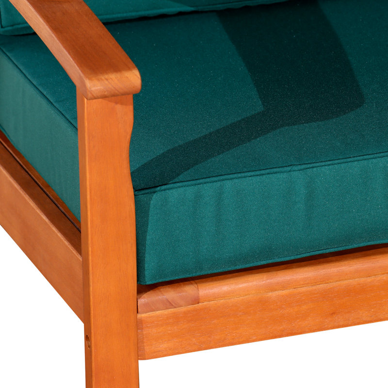 Chaise en eucalyptus avec coussins pour le jardin extérieur, Vert, Naturel