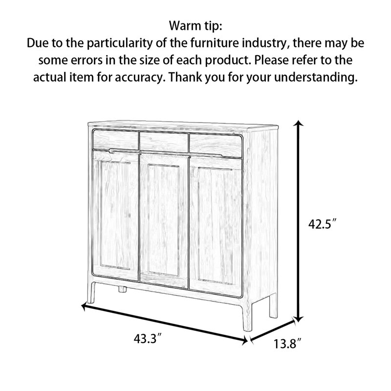 43.31" Brown Rectangular Solid Wood Shoe Storage, Brown