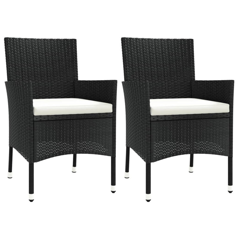Garden Chairs with Cushions, Black