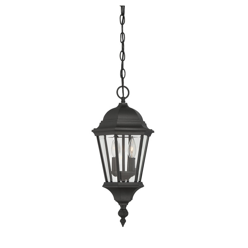 Lanterne suspendue d’extérieur 2 lumières Syliva, Noir texturé