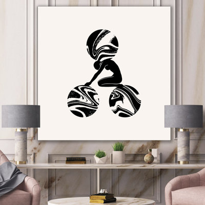 Empowered Cosmic Women Geometric Goddess Series noir et blanc VII - impression sur toile